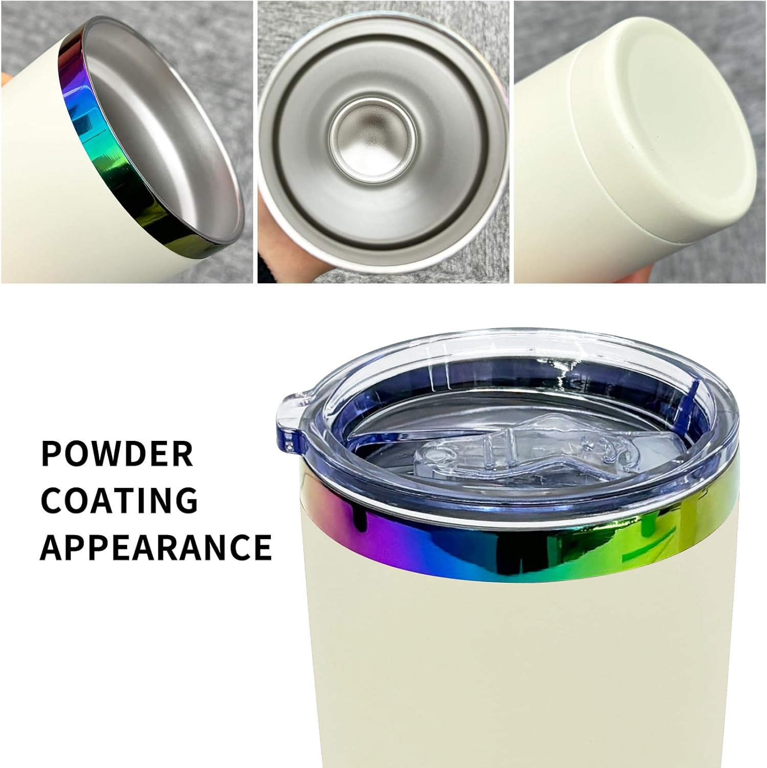 20 oz Stainless Steel Tumbler with Lid and Straw Double Wall Vacuum Insulated Coffee Mug Powder Coated Cup for Hot and Cold Drinks (White,1 pack) - Image 5