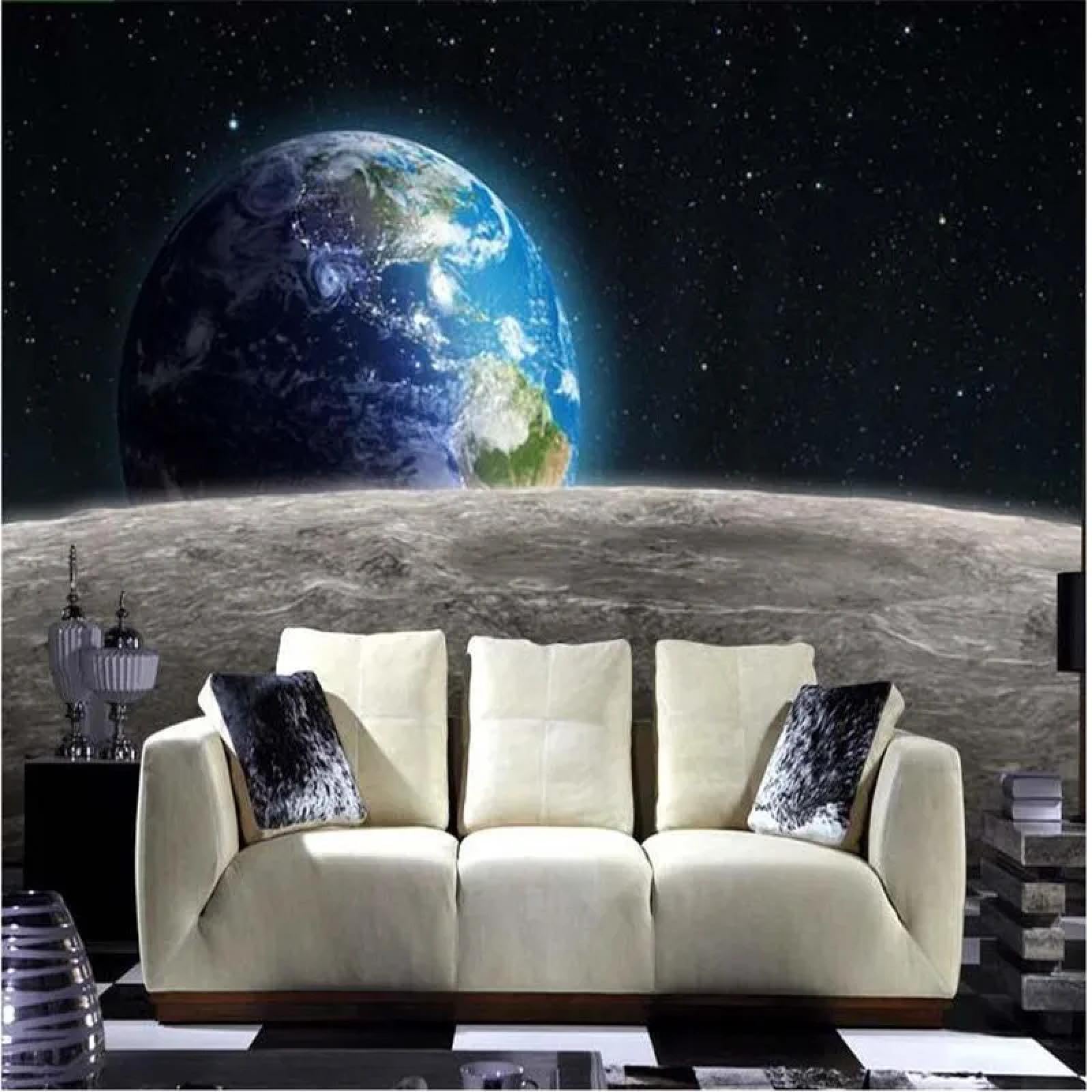 Jcsmkfq Wallpaper Self-Adhesive Night Sky Planet Mural 3D Living Room Background Wall Bedroom Decorative Art Sticker