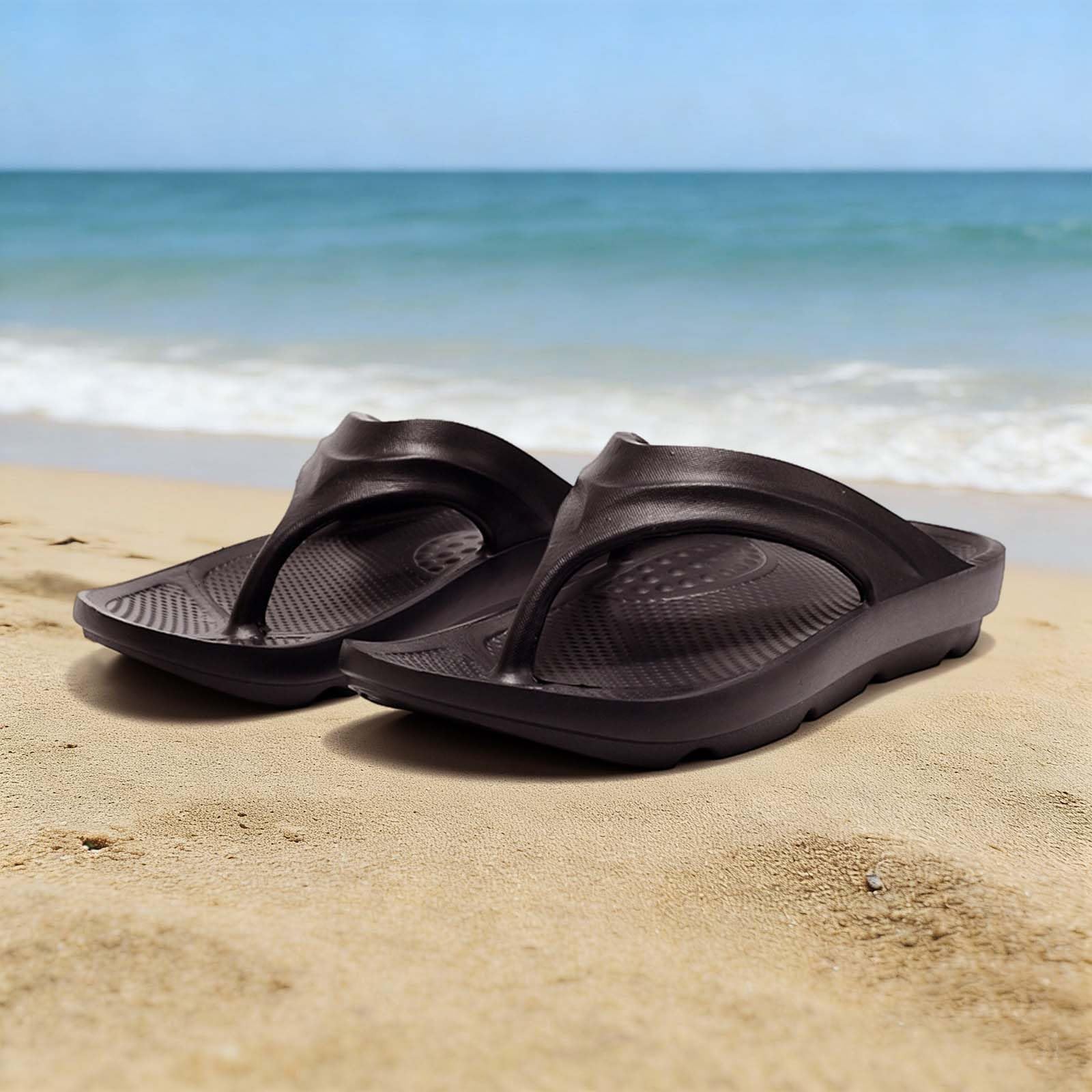 Unisex Arch Support Flip Flops for Plantar Fasciitis, Orthopedic Thong Sandals for Men & Women, Non-Slip Waterproof Cushioned EVA Casual Summer Footwear for Beach Walking Daily Wear,Coffee