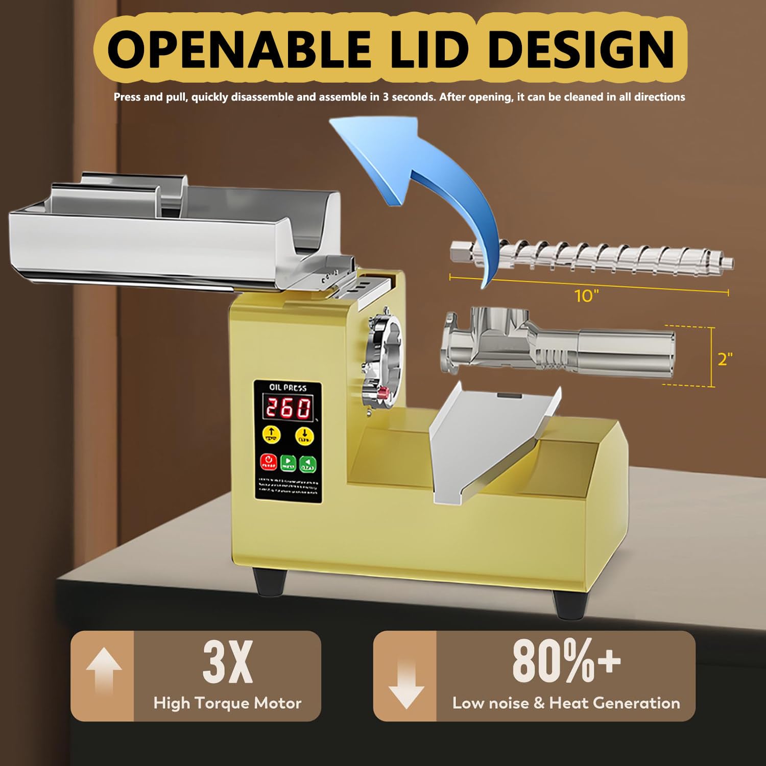 R8S Frantoio a Olio Elettrico Automatico 1500W in Acciaio Inox | Spremi Olive per Olio a Freddo e a Caldo | Macchina per Olio da Semi e Noci | Torchio per Casa e Uso Professionale