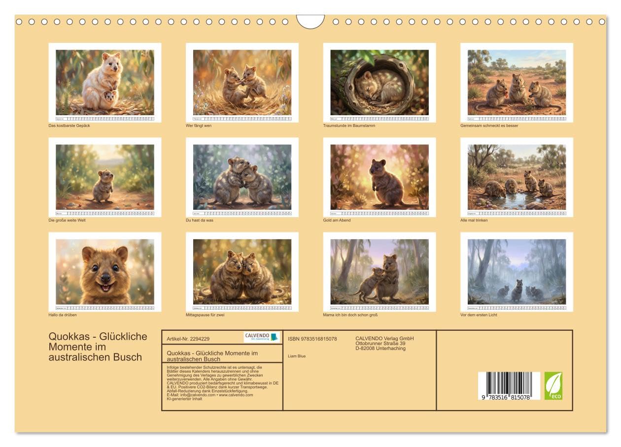 Quokkas - Glückliche Momente im australischen Busch (Wandkalender 2027 DIN A3 quer), CALVENDO Monatskalender: Momente mit den lächelnden Wundern Australiens (CALVENDO Tiere)