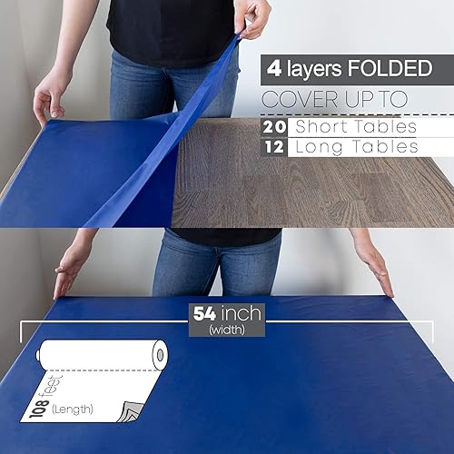 Miniatura 4 de Neatiffy Rollo de mantel de plástico desechable | Mantel impermeable de 54 pulgadas x 108 pies | Funda para mesas rectangulares, cuadradas, redondas