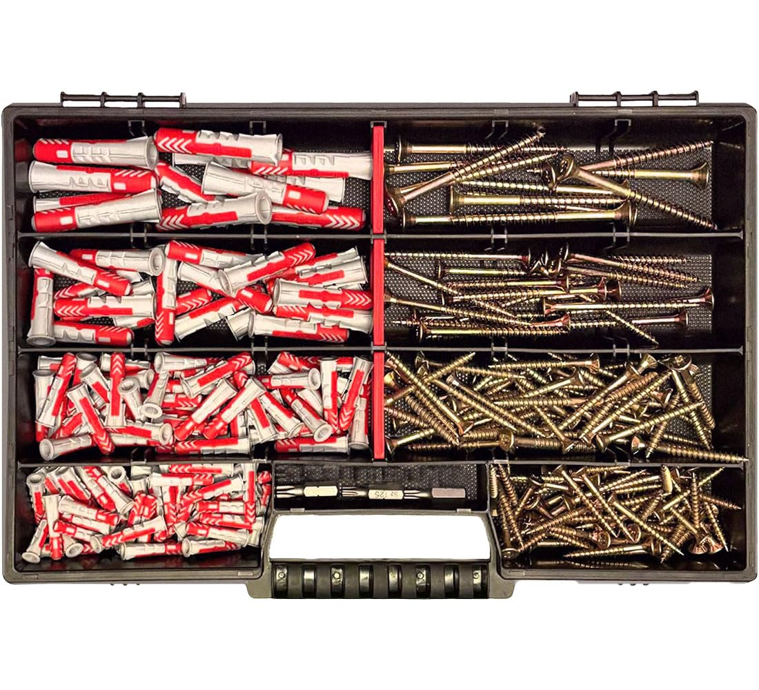 Fischer Set di tasselli da 280 pezzi, con viti Torx, 6 punte e robusta valigetta – 5 x 25, 6 x 30, 8 x 40, 10 x 50 mm, set di viti e tasselli di alta qualità, ideale per fai da te e professionisti