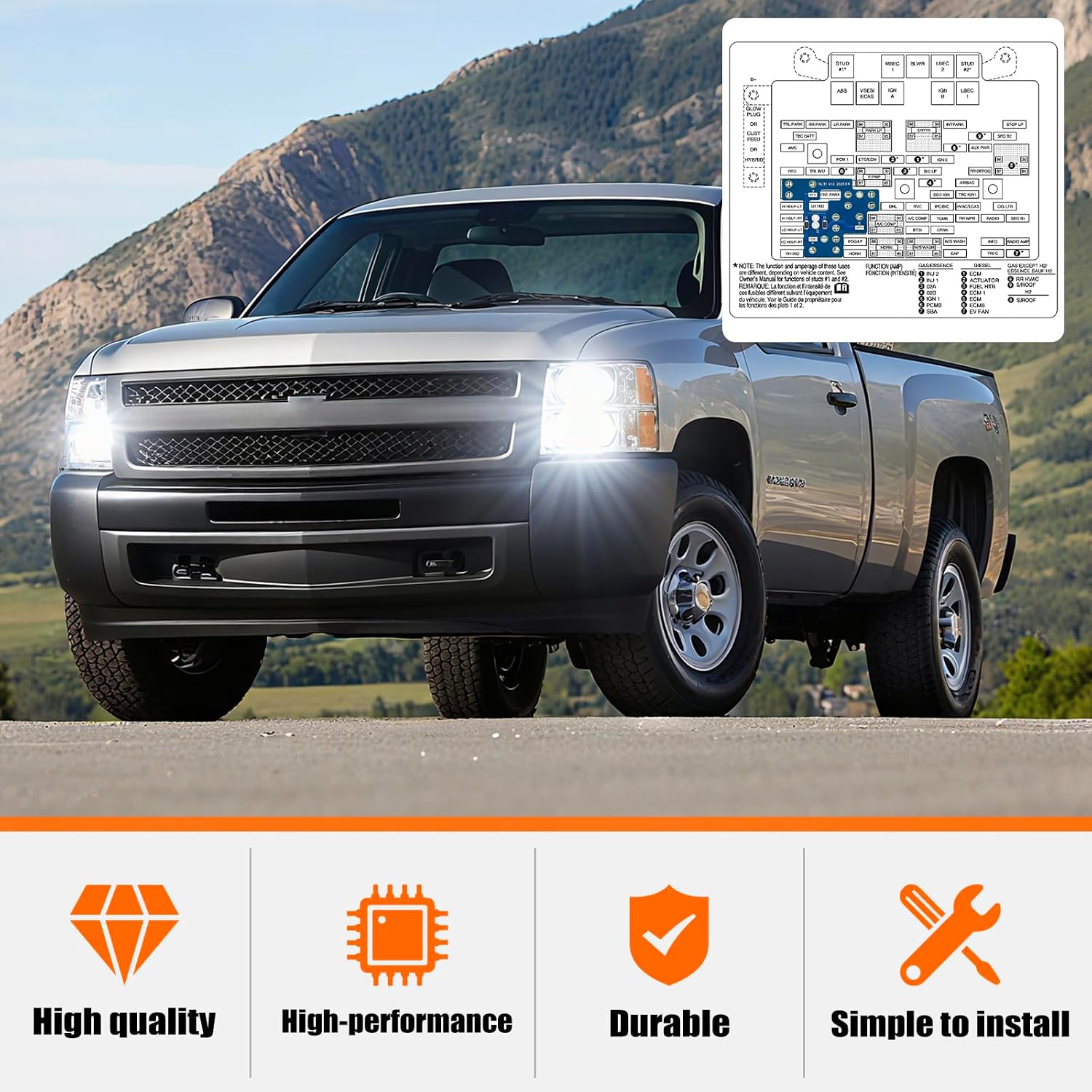 6 high Mod Simultaneously Turn On Low Beam High Beam Fog Lights for 2003-2007 Chevy Silverado GMC Sierra 1500/2500/3500 Classic Front Light Module