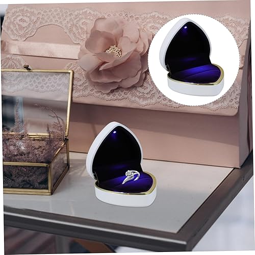 Miniatura 5 de HOOTNEE Contenedor negro para monedas, caja roja, caja de anillo iluminada, contenedores en forma de corazón, organizador de joyas, caja de