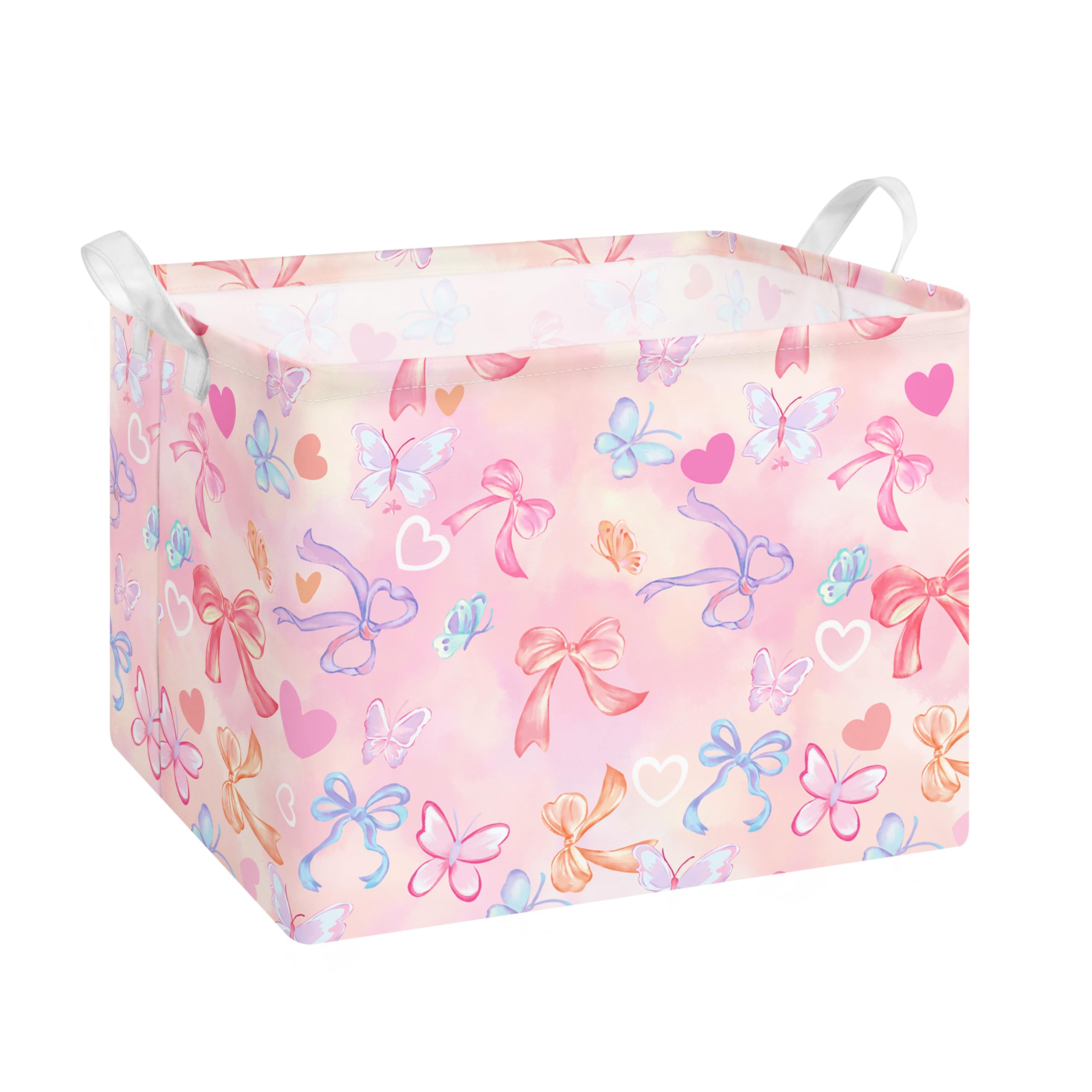 Large Kids Storage Baskets with Handles Nursery Organizer Bins Bow — image 1