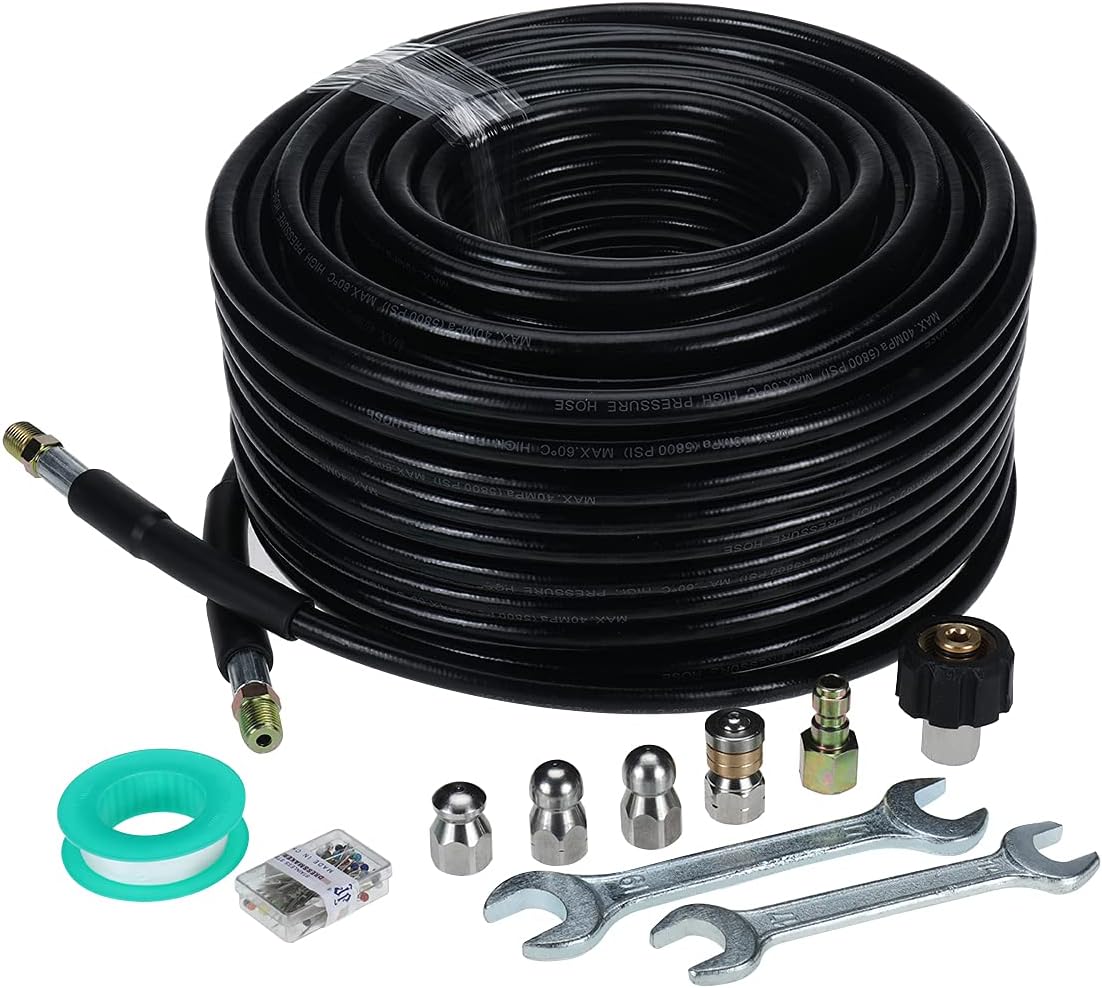 SanSanYa Sewer Jetter Kit for Pressure Washer 100FT 5800 PSI Drain