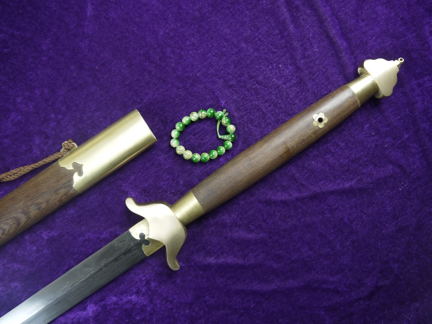 LOONGSWORD Tai Chi Long-Handled Sword/Pattern Steel Blade/Rosewood Scabbard/Copper Leather/53 in