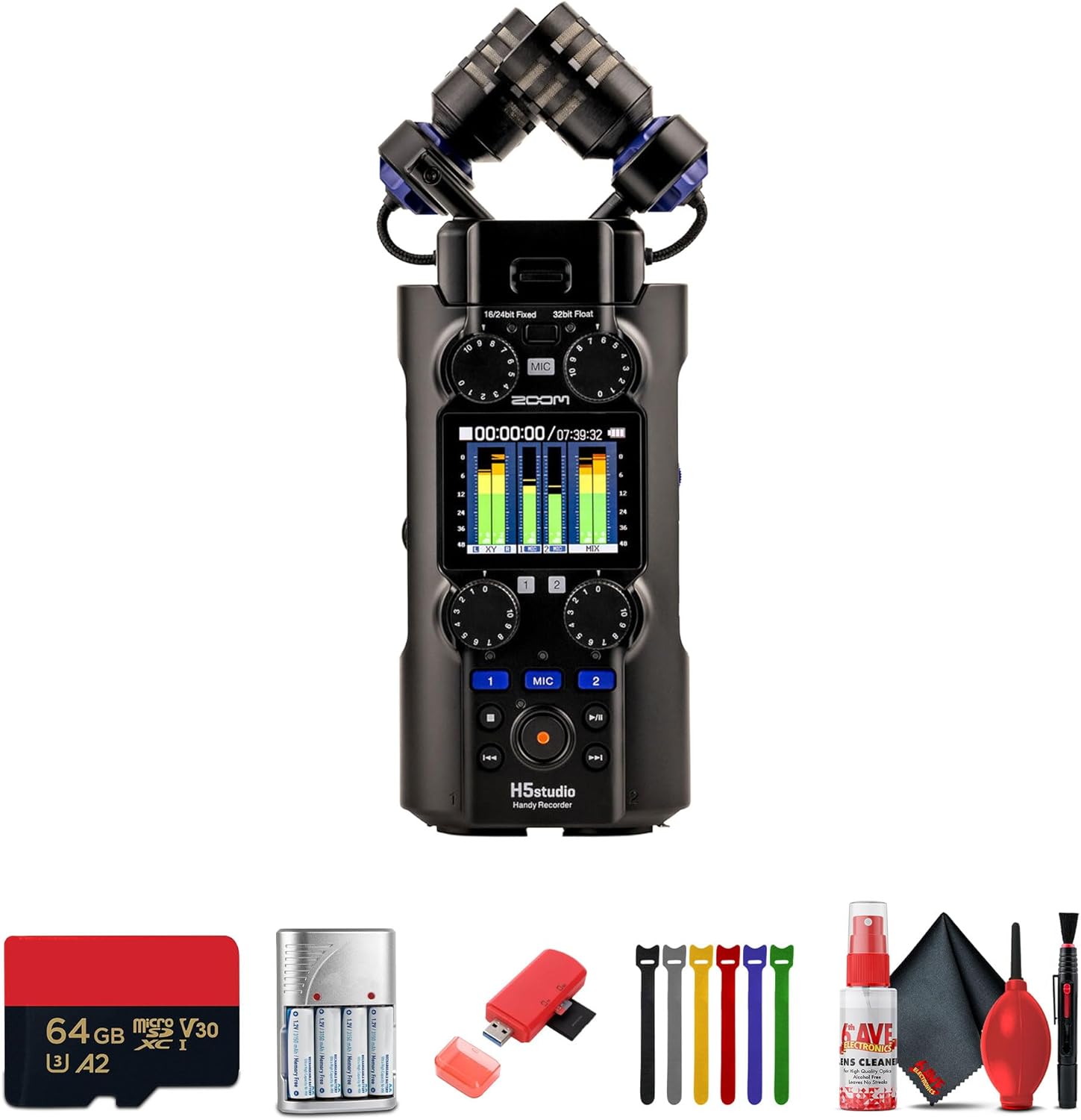 Zoom H5studio 4-Track Handy Recorder with 32-Bit Float Recording Bundle with Extreme Pro 64GB microSDXC Memory Card + More