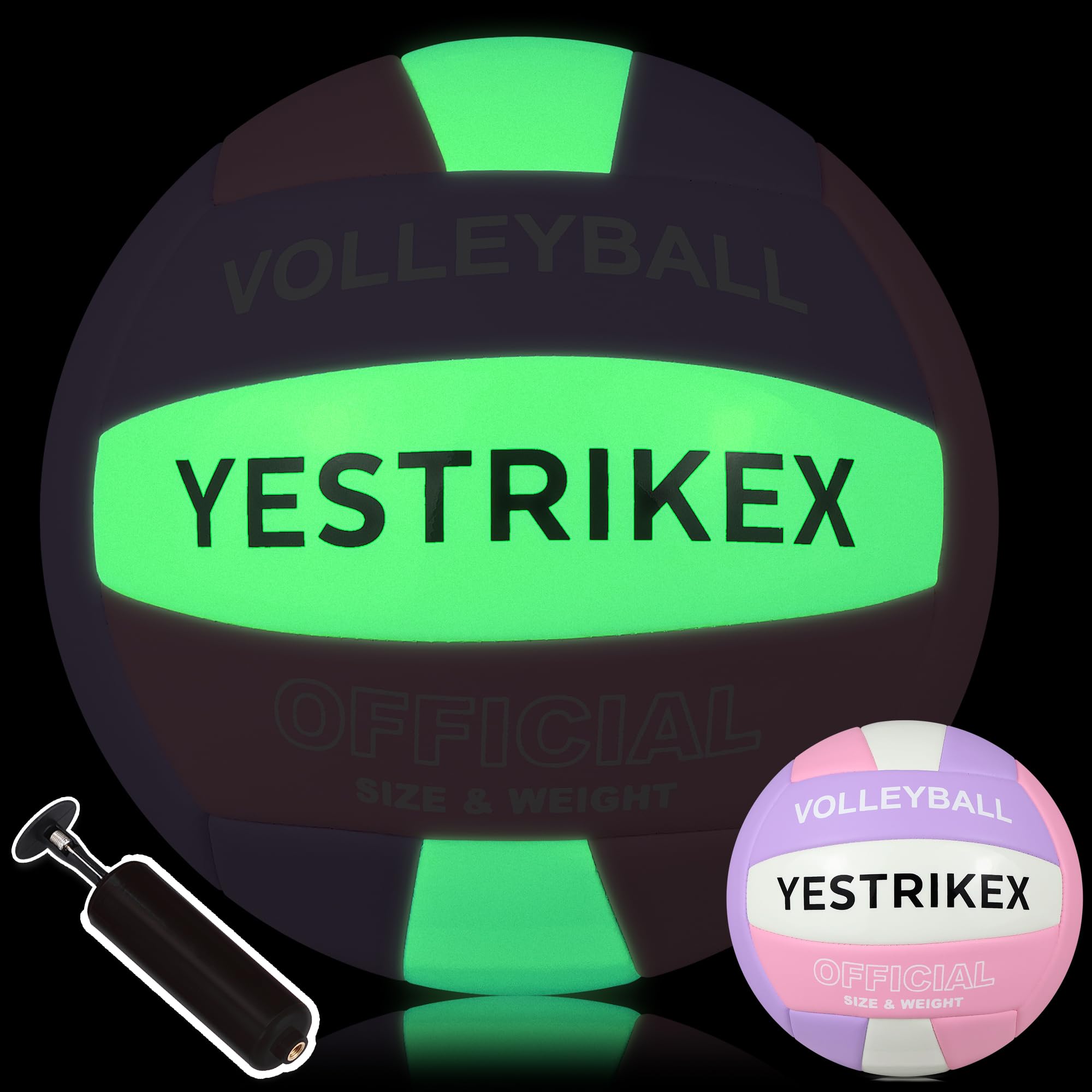 YeStrikeX Official Size 5 Glow in The Dark Volleyball, Fluorescent Light Night Volleyball Soft Indoor Outdoor Volleyball Gift Luminous Night Light
