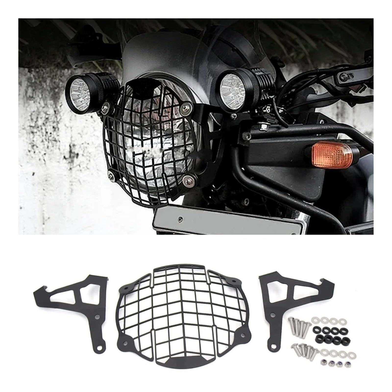 Protecteur Phare Moto Pour Royal Pour Enfield Pour L'himalaya 2016-2021 Moto Aluminium Phare Calandre Garde Avant Lampe Couvercle Protecteur