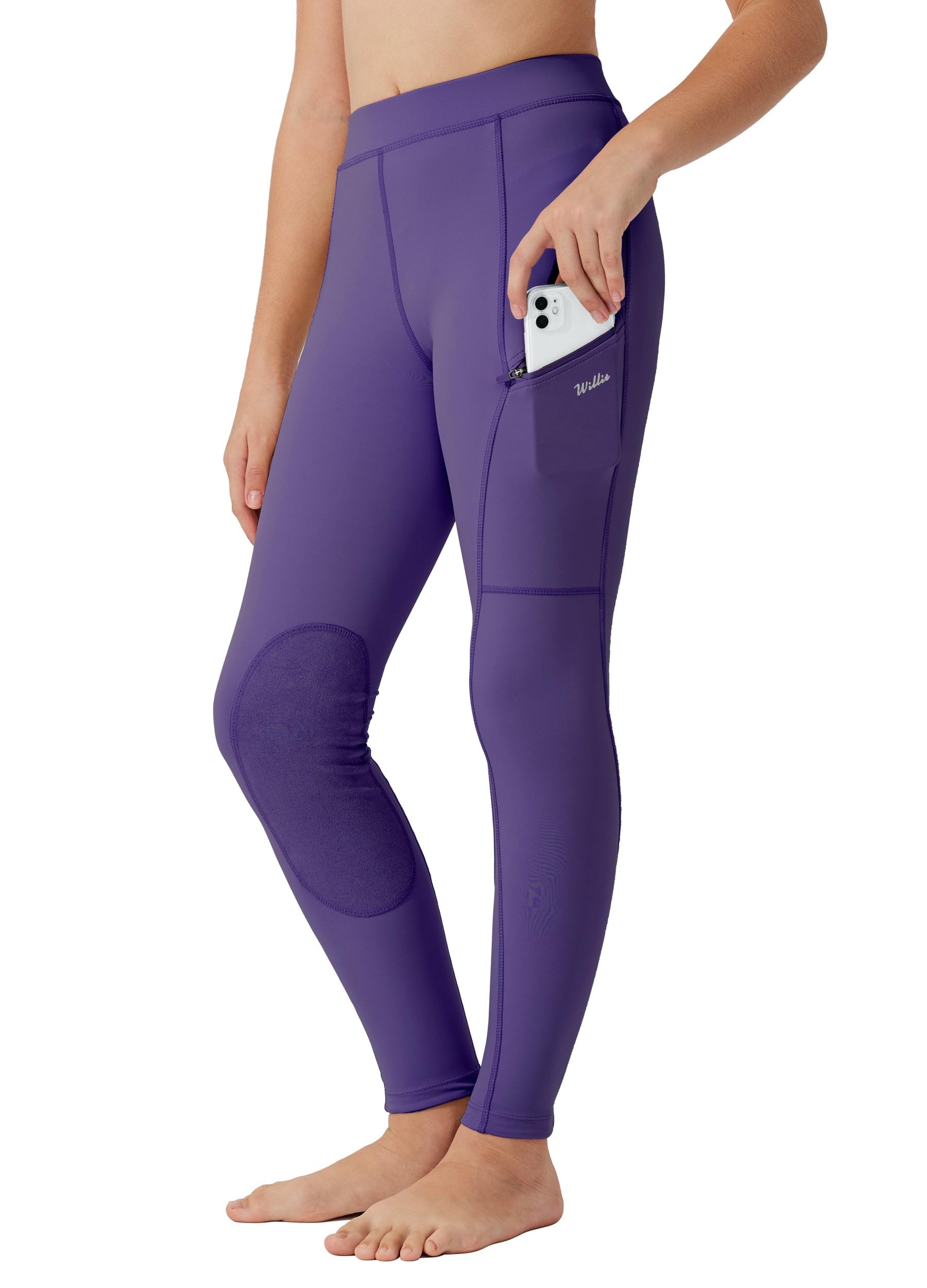 WILLIT Pantalon d'équitation pour enfant fille - Legging d'équitation - Pantalon d'été respirant et élastique avec poches