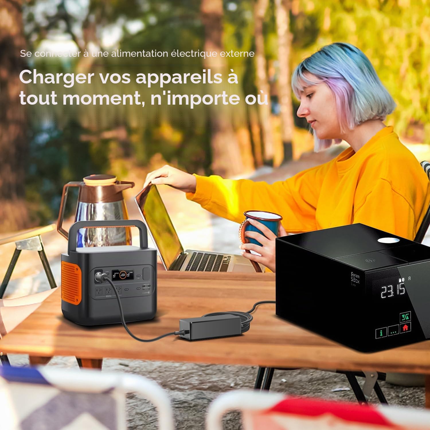 KFD DC 12V-24V Chargeur de Voiture pour Sefam S.Box Auto CPAP Machine M-216430-08 Bloc d'alimentation de Voiture Starck S.Box Car Charger Cable 12V vers 24V 90W Convertisseur CC