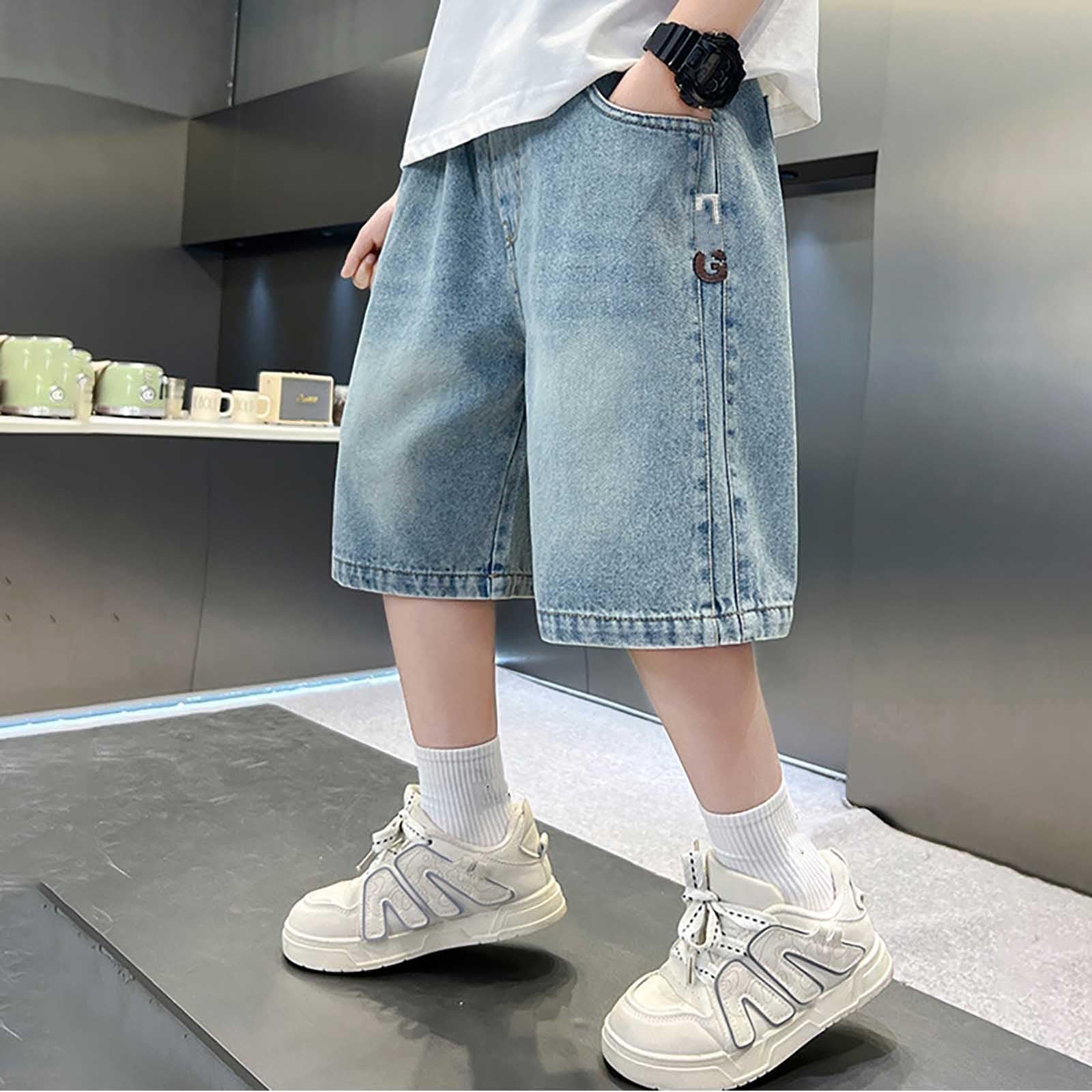 Baggy Jeans Shorts Jungs 4-14 Jahre Y2k Kurze Jeans Hip Hop Vintage Denim Teenager Streetwear Sommer Bermuda