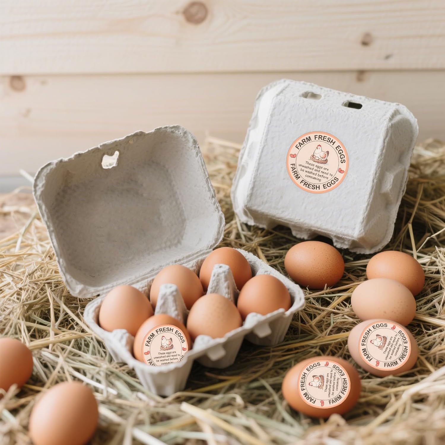 500 Pcs Farm Fresh Eggs Carton Labels Stickers 2 Inch Unwashed Egg Packaging Stickers for Chicken Duck Quail - Image 3