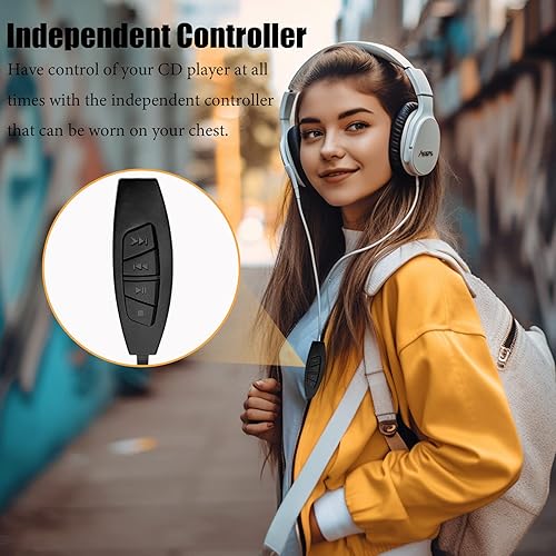 Miniatura 2 de Reproductor de CD portátil con auriculares, reproductores de CD antisaltos para el hogar, recargable con pantalla LCD, reproductor de CD portátil