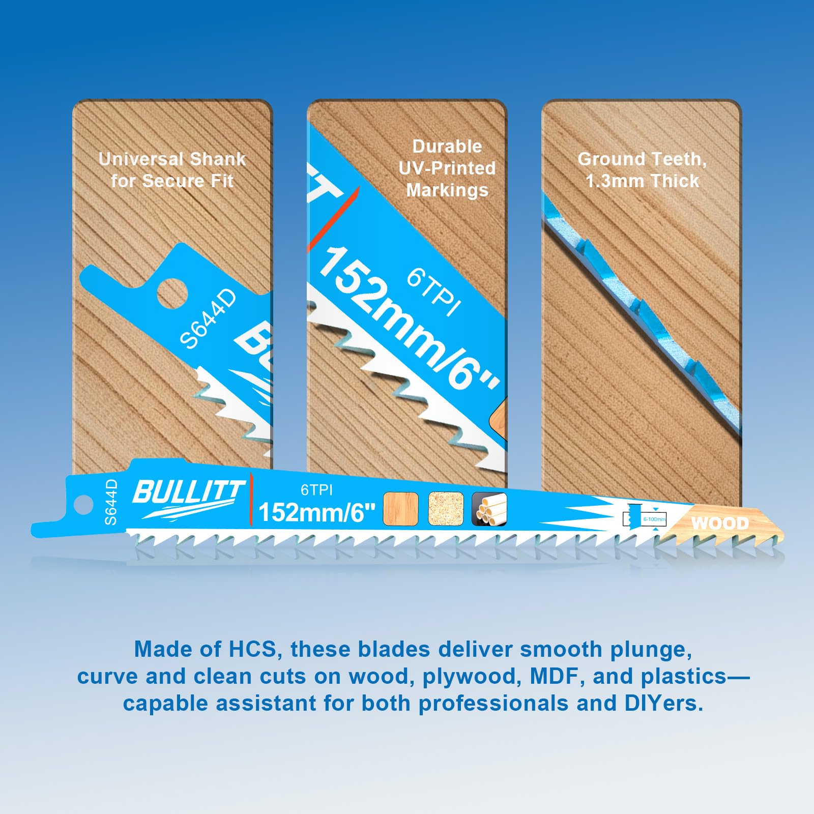 BULLITT 15PCS Reciprocating Saw Blade Set,S644D for Wood/Construction Timber/Chipboard/MDF - Image 3