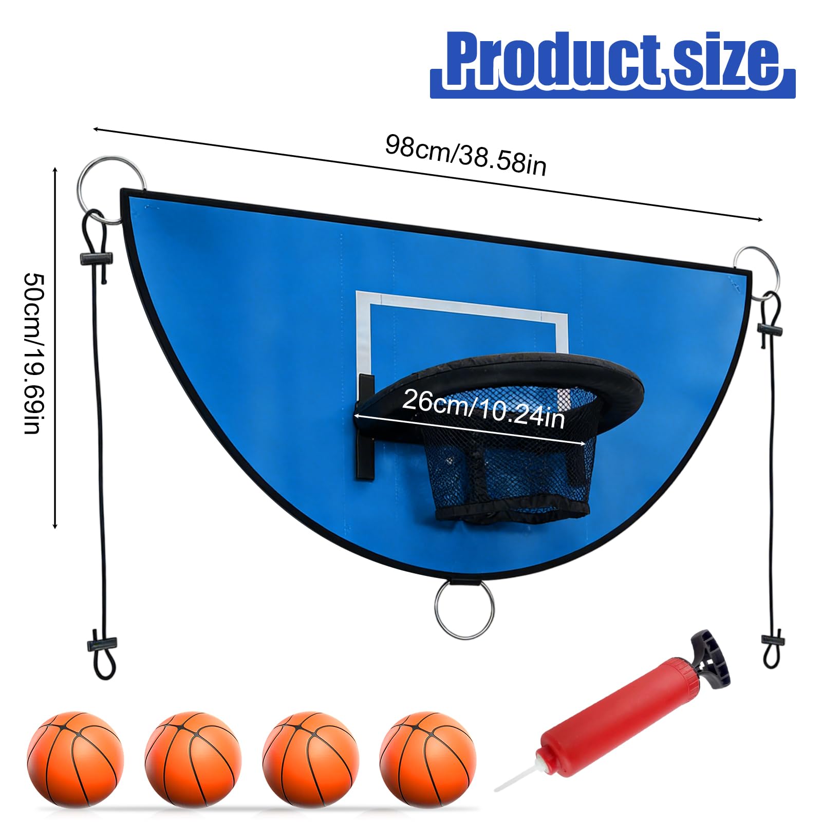 Trampolin Basketballkorb: Mini Basketballkorb mit 3 Mini Basketbällen, Basketball Set Trampolin Zubehör, Basketballkorb für Trampolin für IErwachsene Innen und Außenbereich, Blau