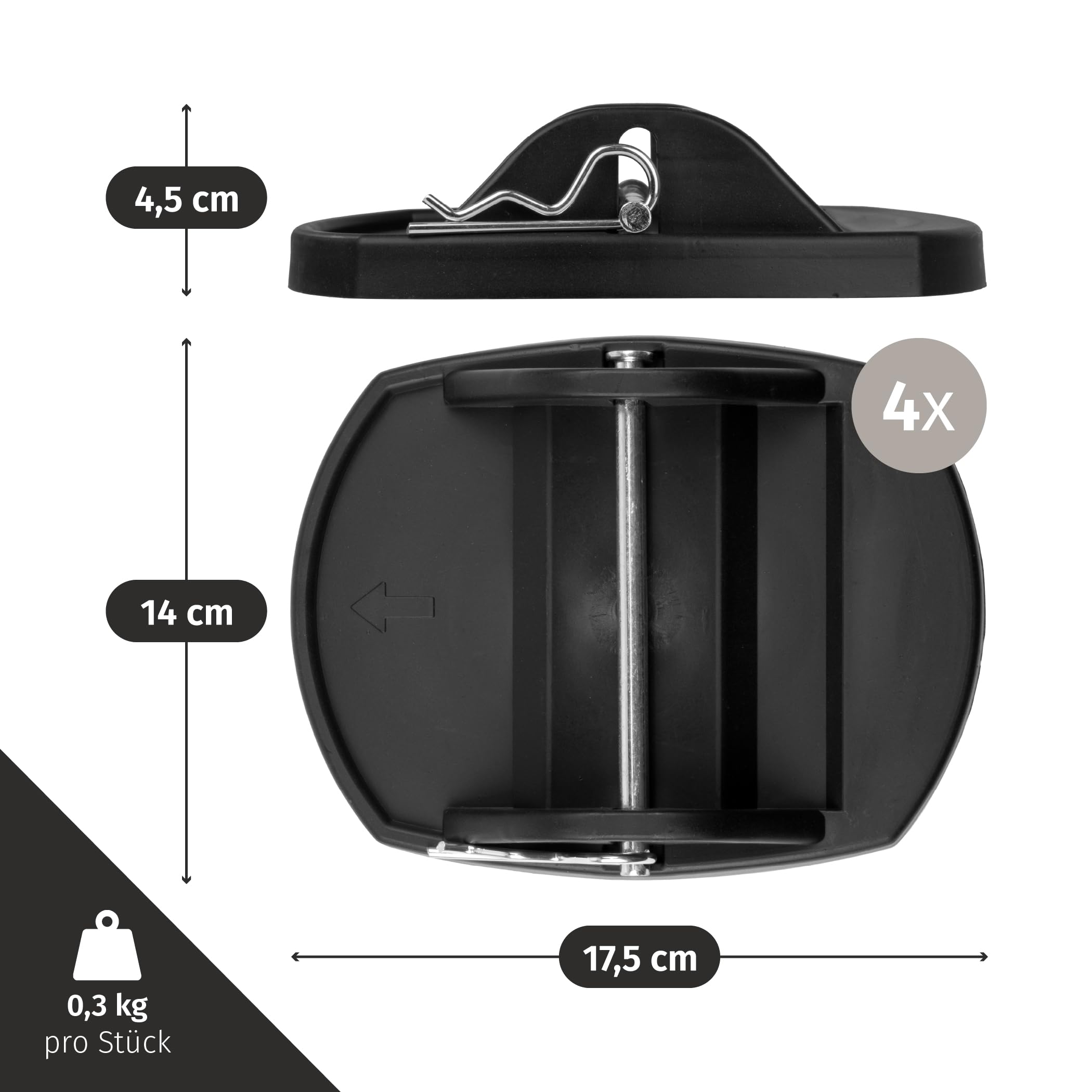 Moritz® Lot de 4 plaques d'appui pour caravane avec broche métallique
