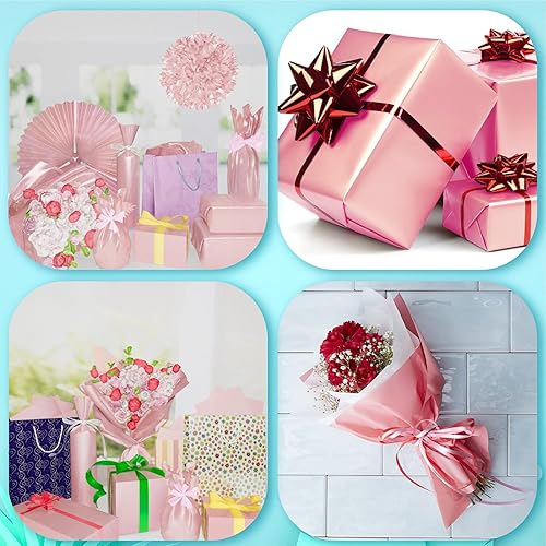 Miniatura 77 de Larcenciel Papel de seda dorado rosa, 120 hojas, papel metálico de regalo para bolsas de regalo, embalaje, flores, San Valentín, Navidad, boda, Oro