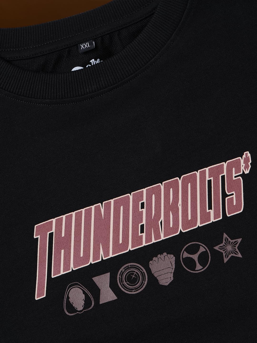 The Souled Store Marvel: Thunderbolt Uomini e Ragazzi Maniche Corte Girocollo Nero Grafica Stampata Cotone Oversize T-shirt