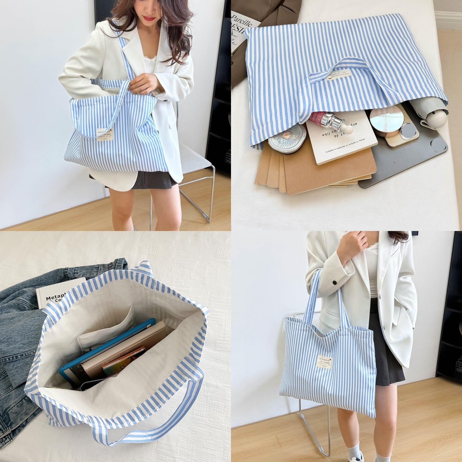 Borsa da Spiaggia Grande con Tasca Interna, Borsa da Mare con Pochette Abbinata, bBorsa Estiva Donna Capiente per Spiaggia Shopper