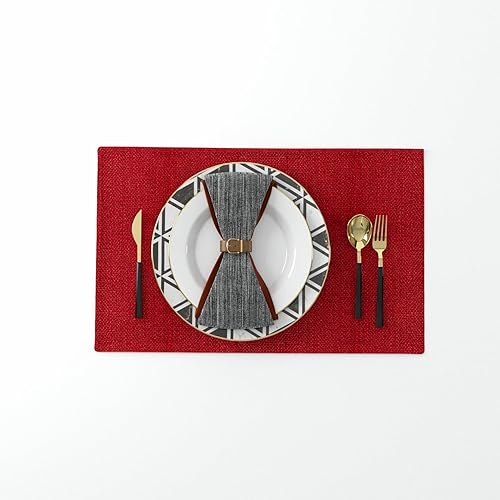 Miniatura 143 de Juego de 4 manteles individuales de lino suave hechos a mano resistentes al calor, manteles individuales para mesa de comedor, manteles individuales