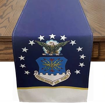 Patriotic Military US Air Force Table Runner,Memorial Day Independence Day Veterans Day Military USAF Theme Tablecloth Kitchen Dining Table Linen for Indoor Outdoor Home Party Decor 13 x 72 Inch