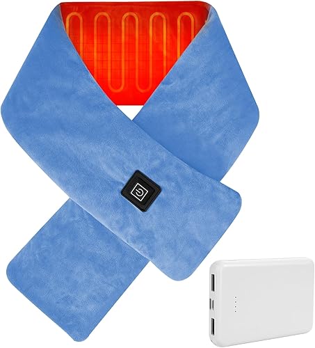 Almohadilla térmica de cuello inalámbrica con cargador de energía de 5000 mAh, calentador de cuello para alivio del dolor y rigidez, envoltura