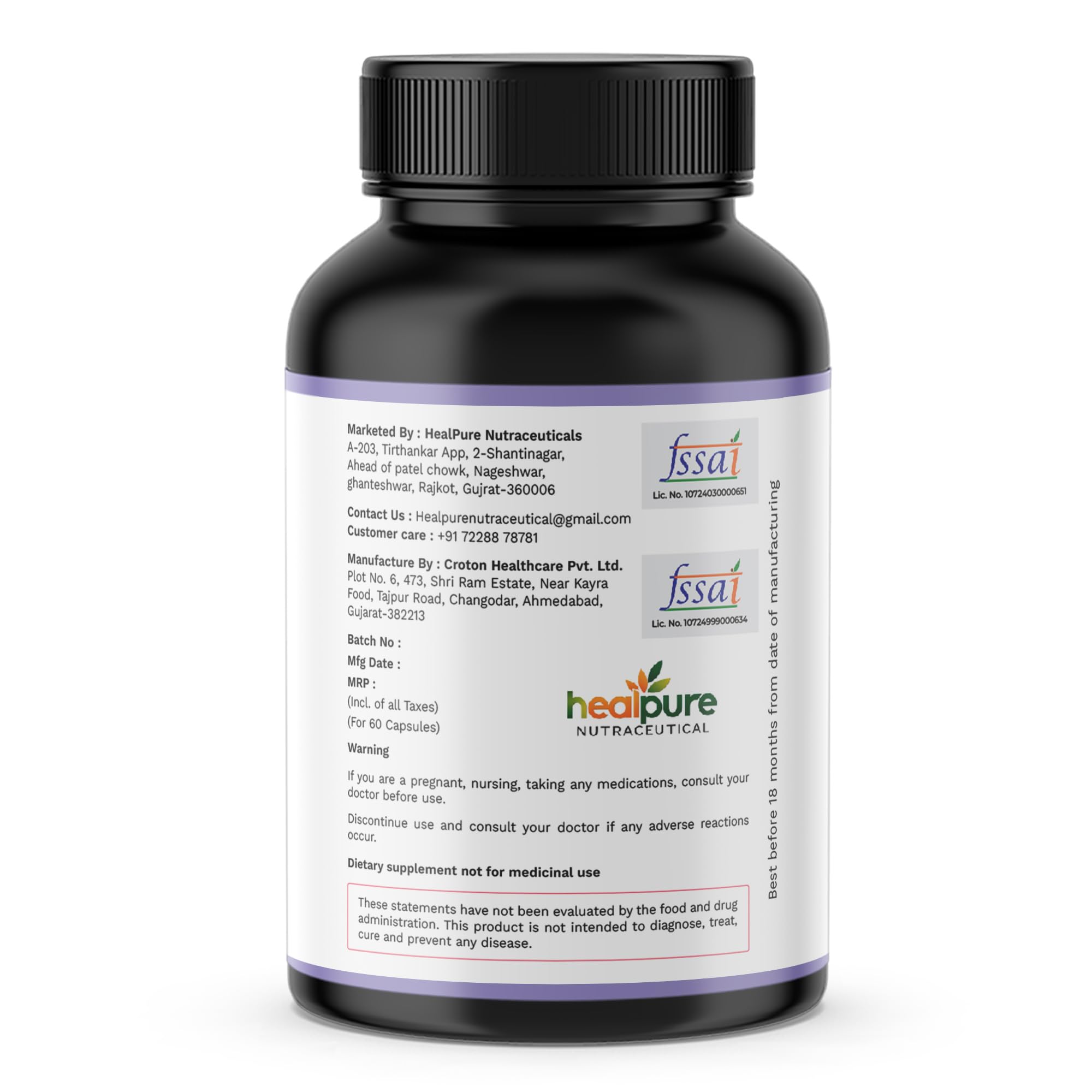 HEALPURE NUTRACEUTICAL Sleep well Support with Melatonin. Valerian root extract. Chamomile flower extract, L- Theonine and Magnesium Bisglycinate for Restful Sleep and Relaxation- (60 Capsules) 1