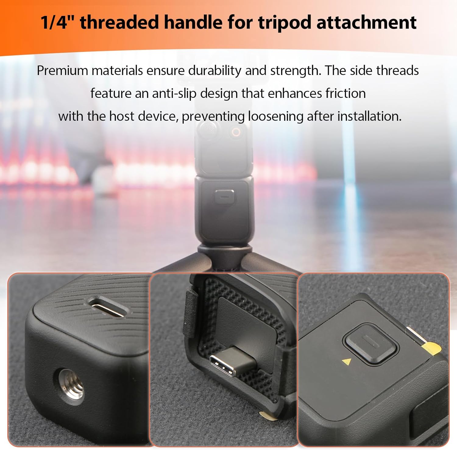 1/4" Threaded Handle for DJI Osmo Pocket 3 Handle Holder Replacement for DJI OSMO Pocket 3 Tripod Adapter Mount Handheld Camera Extension Bracket Accessories