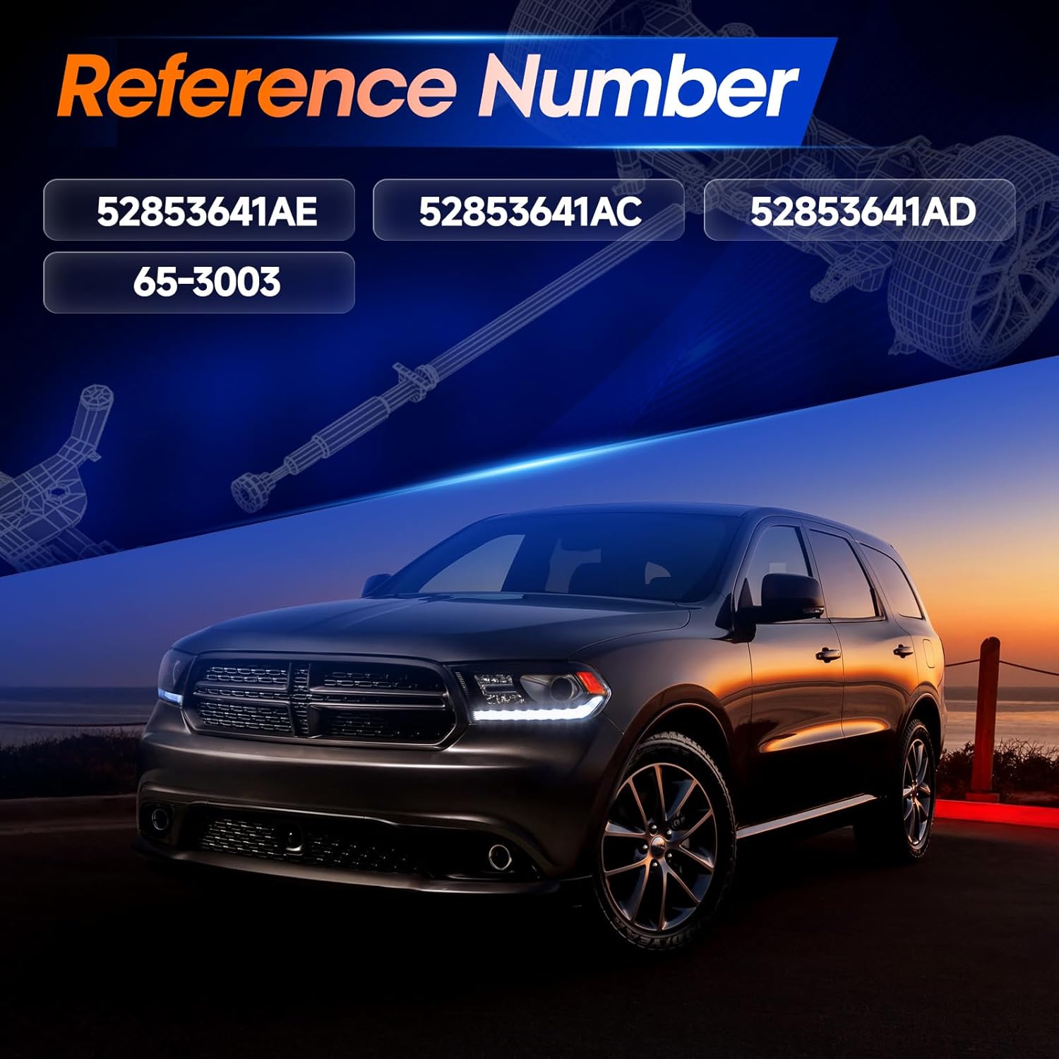 65-3003 Front Drive Shaft Prop Shaft Driveshaft Assembly 【2 Speed Transfer Case】Fit for Dodge Durango 2011-2020| Jeep Grand Cherokee 2012-2020, Replace# 52853641AE, 52853641AC, 52853641AD