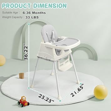 Ktaxon 6-in-1 Baby High Chair, Portable Convertible Highchair, Grey