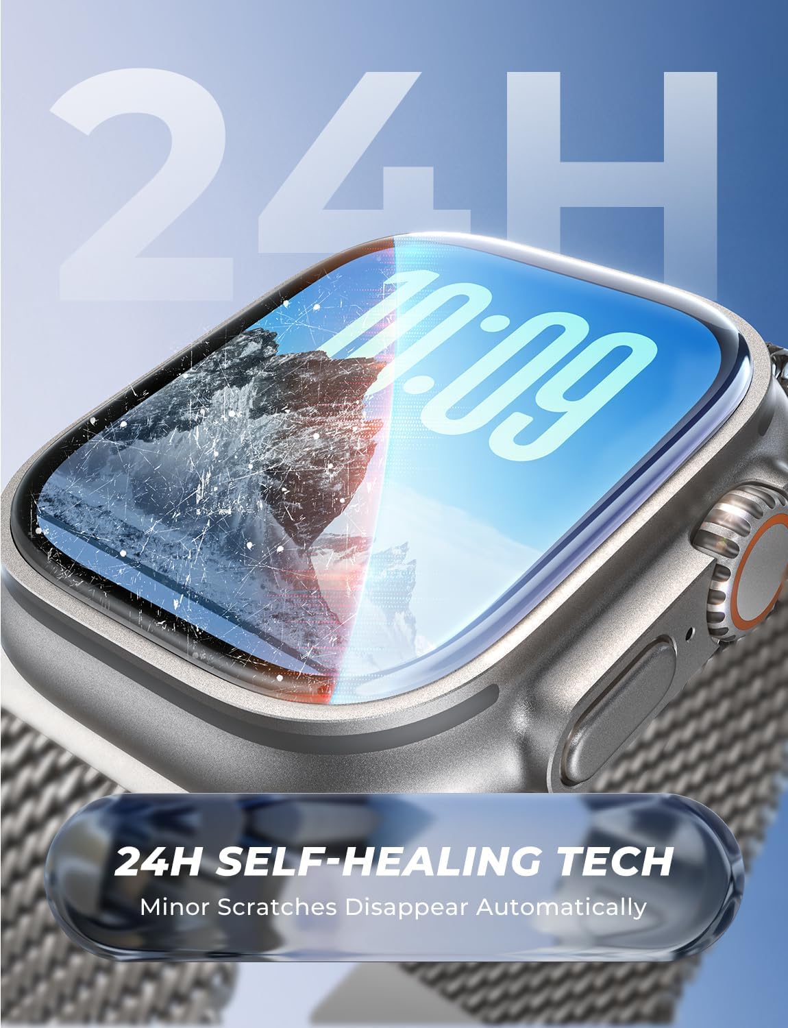 MAGIC JOHN 2 Pack for Apple Watch Ultra 3(2025) Ultra 2/Ultra 49MM Screen Protector, [Automatic Align Tech] Self-Healing Flexible PET Film for iWatch 49MM, HD Transparent, Anti Scratch, Bubble Free - Image 5