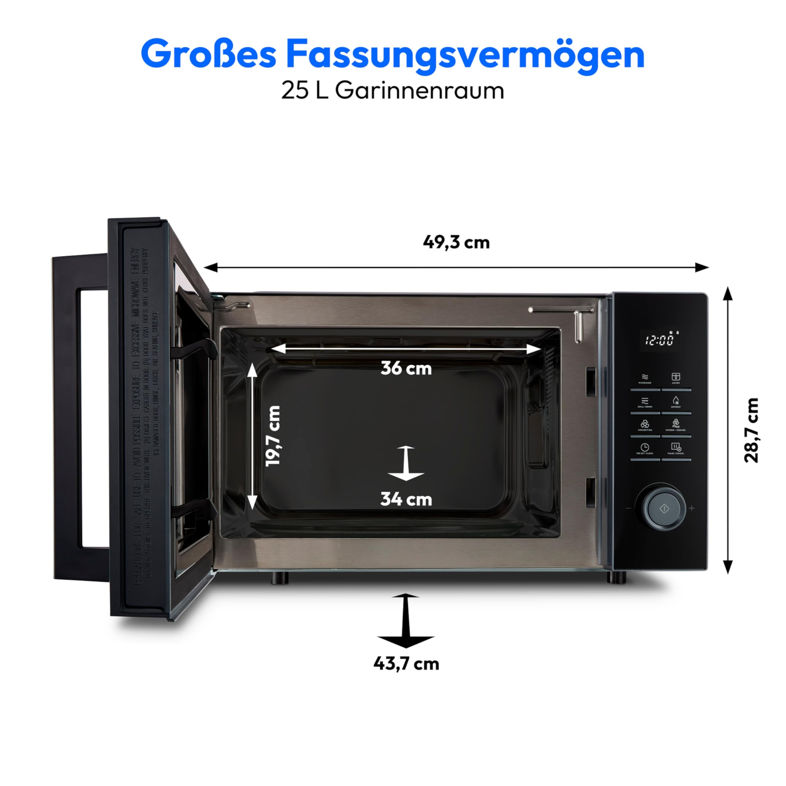 MEDION Mikrowelle mit Grill und Heißluftfritteusenfunktion (25 Liter, 900 Watt, 1.500 Watt Grill, 1.500 Watt Heißluftfunktion, 11 Programme, 10 Leistungsstufen, MD12231) dunkel grau [MODELL 2025]