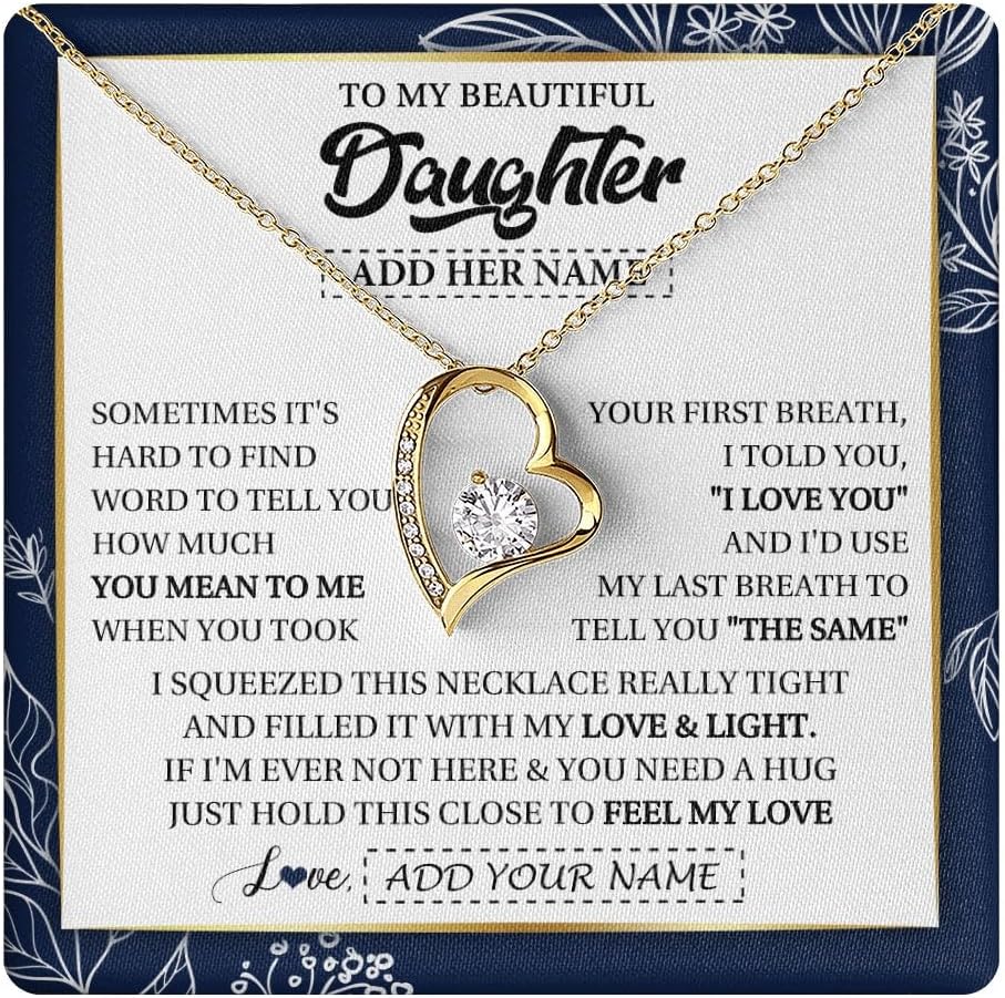 Yametee Personalized To My Daughter Birthday Gifts From Mom Dad Mother Always Love You Daughter Necklace Gifts Jewelry Christmas Custom Gift Box Message Card