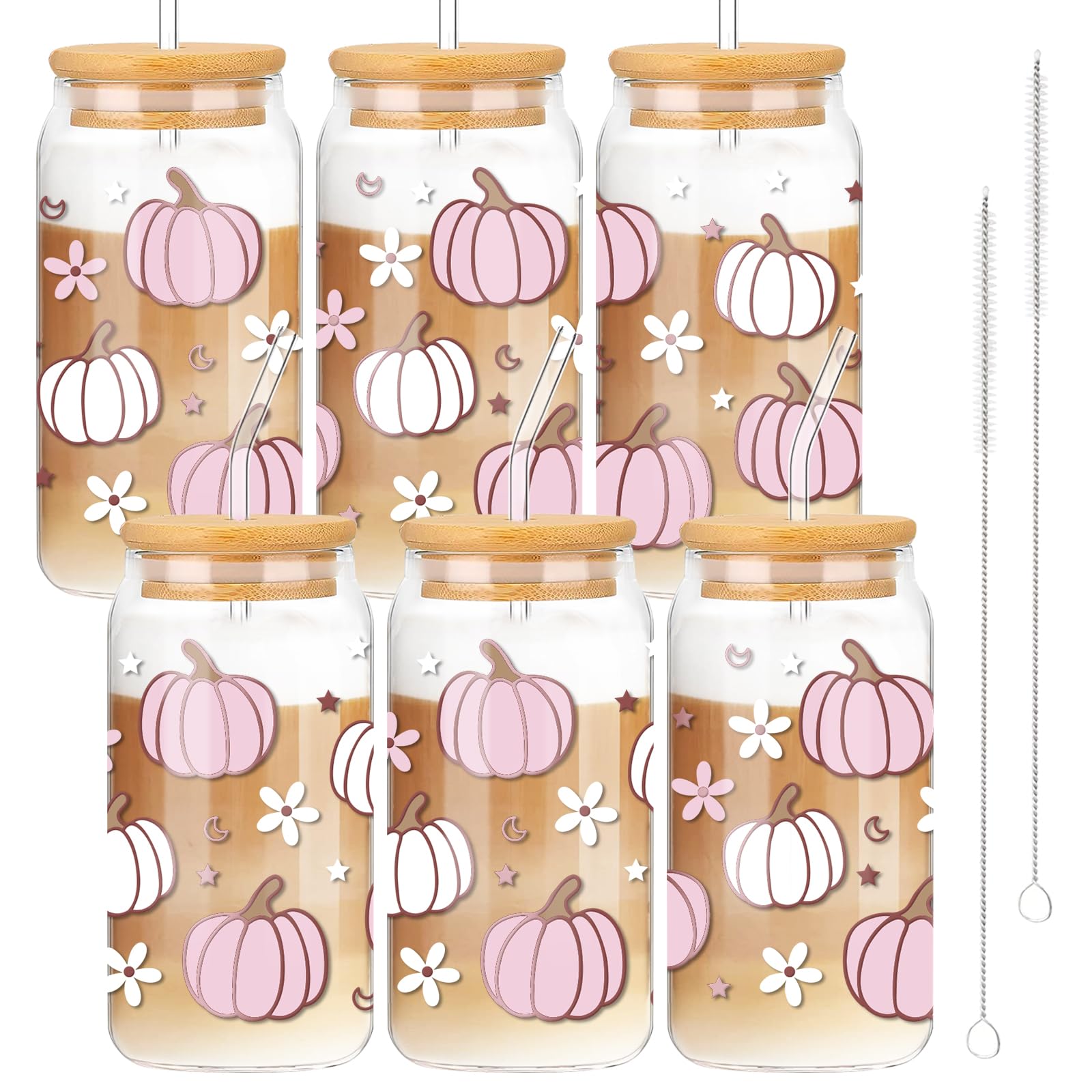 Taza de vidrio para otoño Whaline juego de 6 vasos decorativos de calabaza para regalar