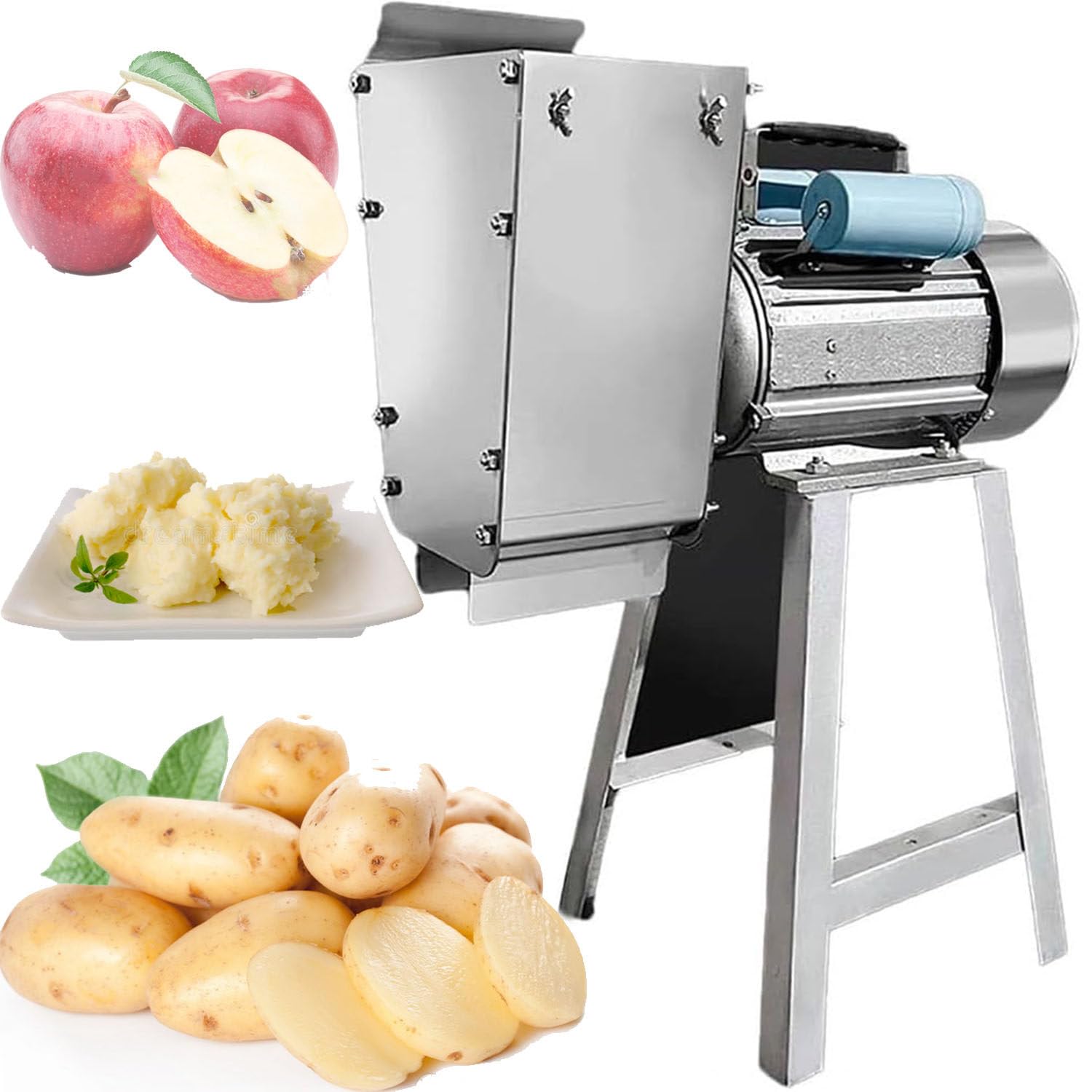 Machacador de Patatas EléCtrico de 1100 W, Prensa de Patatas Acero Inoxidable, Herramienta Cocina, Rendimiento de 100 a 200 Kg/H, para Preparar Puré de Patatas Suave, Verduras y Frutas