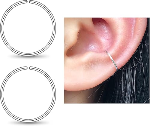 Miniatura 71 de Small Gold or Sterling Silver Huggie Hoop Earrings for Women Girls Cartilage Nose Helix Tragus