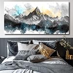 Wall Art Mountain Abstract Wall Art Aquarelle Toile Peinture Affiche pour Salon Chambre à manger Maison Bureau Décor 20"x40"(50CMx100CM)