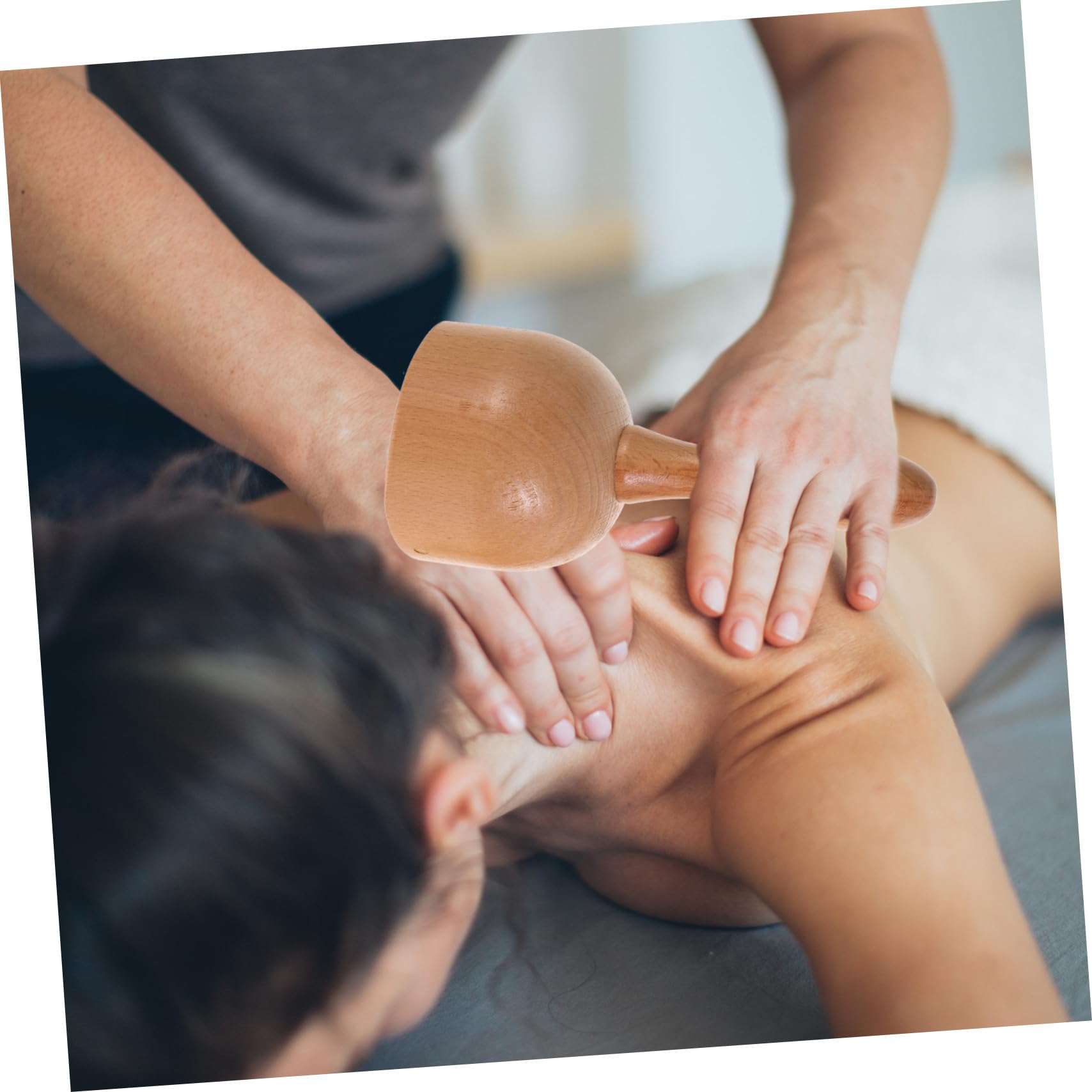 Rodillo Masajeador Corporal de Madera 2 Piezas Pequeño Mango Antideslizante, Herramienta Manual para Masaje de Espalda y Músculos, Uso en Casa y Gimnasio, Terapia Relajante