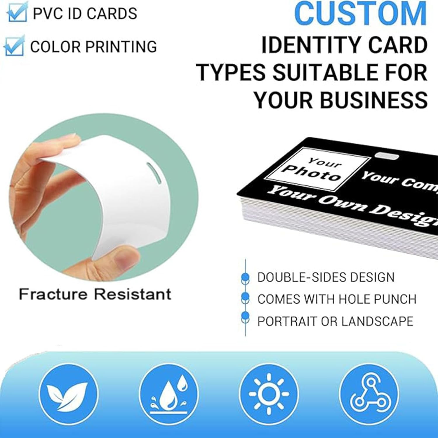 Customizable Horizontal Badge Buddy ID Backer Card - Double Sided Print - Durable and Water Resistant Ideal for Nurses, Doctors, Teachers, Security, Trade Show, Visitor, Work Badge