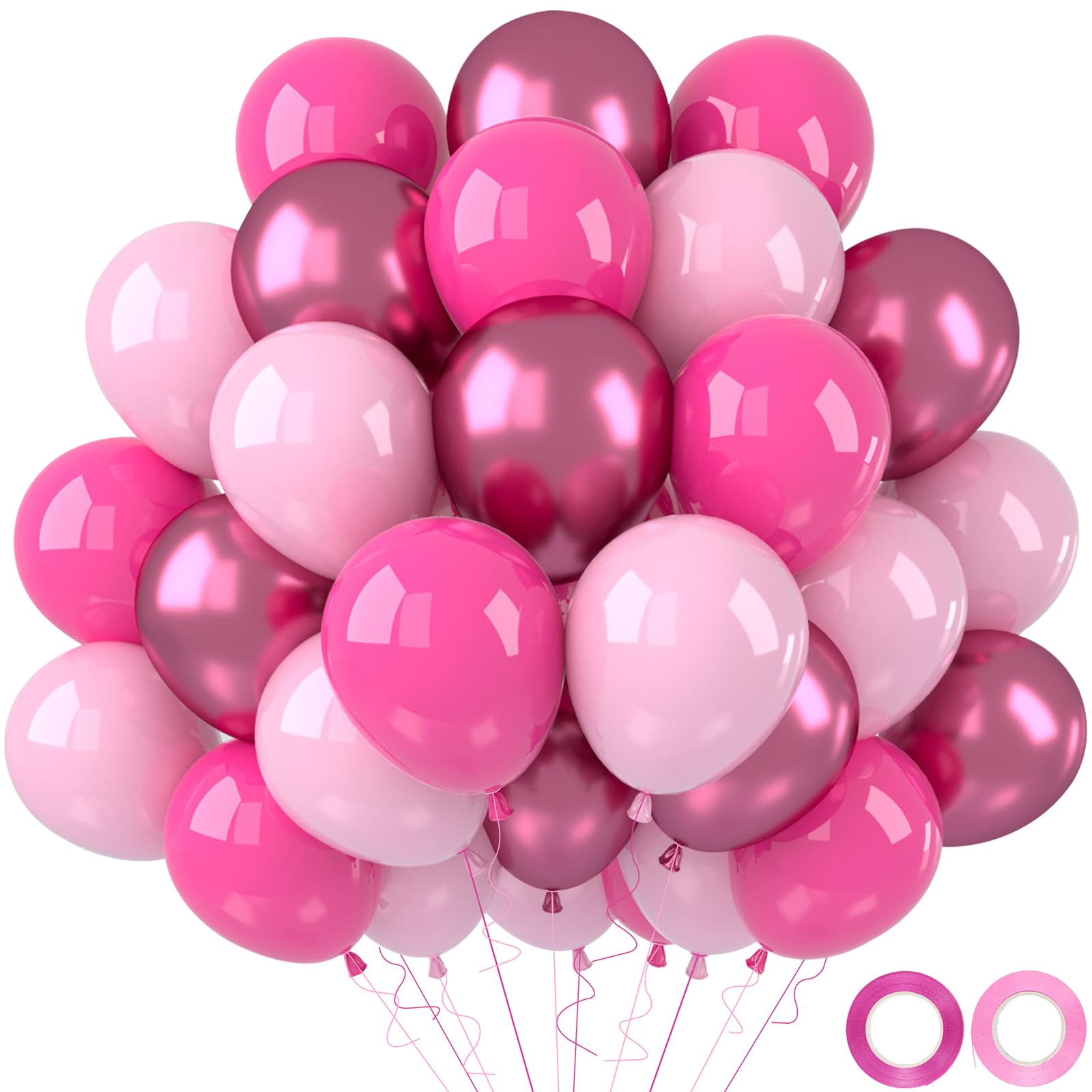 Roze Latex Ballonnen Set – 52 Stuks – 30 Cm – Perfect Voor Verjaardag, Babyshower, Bruiloft En Feestdecoratie – Ook Met Helium Te Vullen