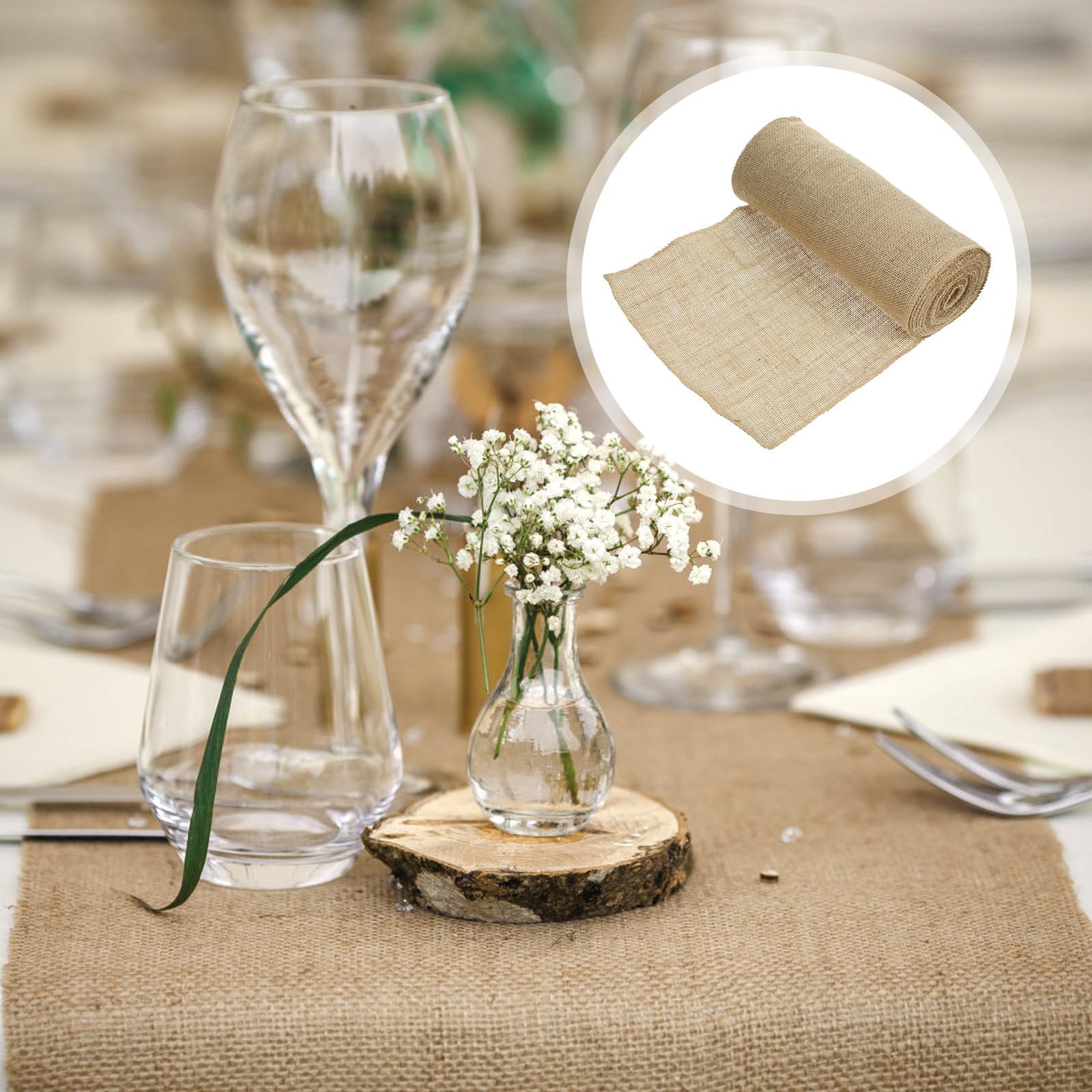 Zerodeko Tischläufer Tischdekoration Rustikaler aus Jute 30cm X 10m Rolle Leicht Zuschneidbar und Tragbar im Landhausstil für Hochzeit und Party