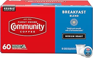 Community Coffee Breakfast Blend 60 Count Coffee Pods, Medium Roast, Compatible with Keurig 2.0 K-Cup Brewers, Box of 60 Pods