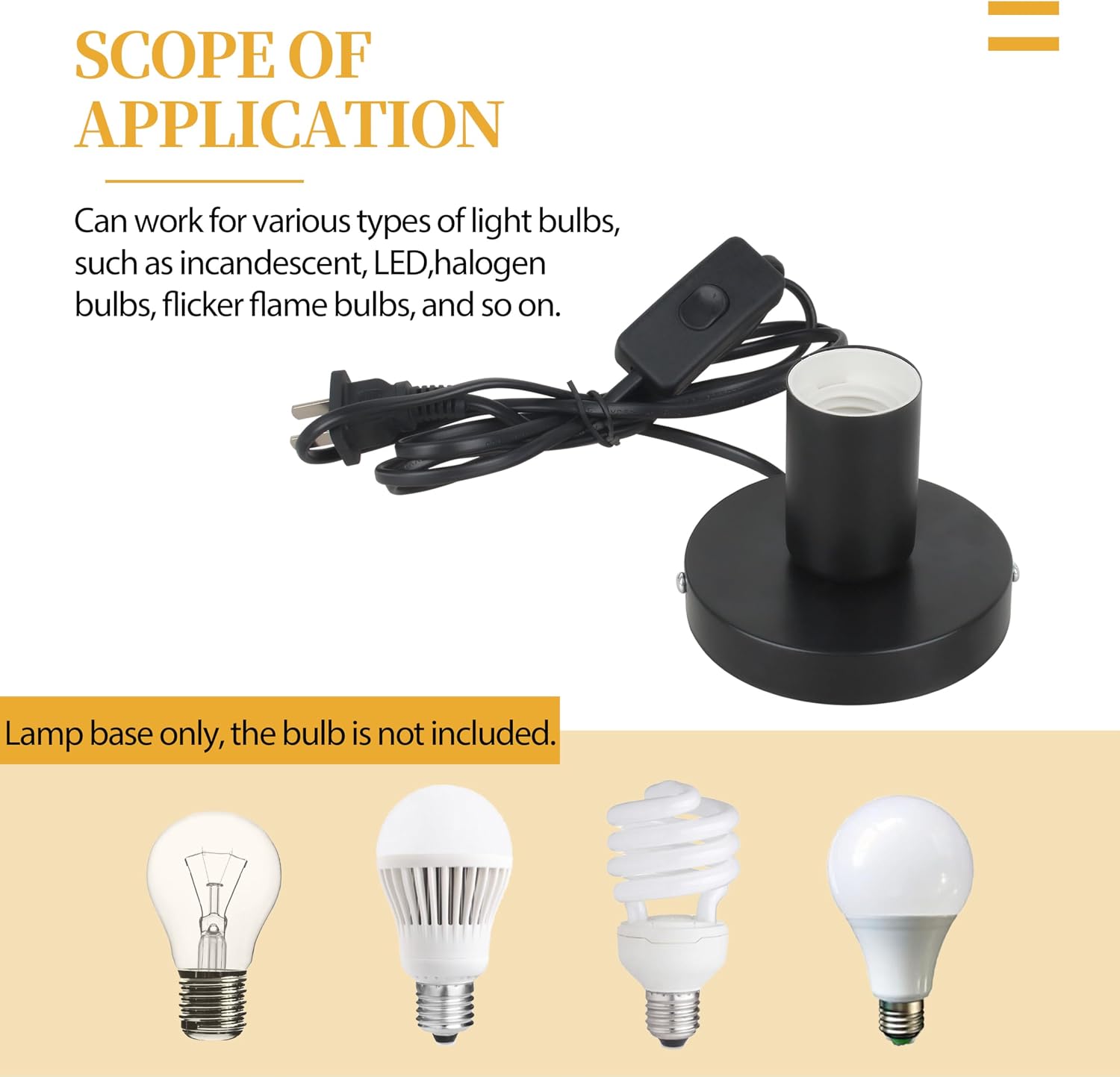 HNF Industrial Table Lamp, Polished Metal Desktop Lamp | E26/E27 Screw Light Bulb Holder, 6 Feet Cord, On/Off Switch, For Holding Bulb