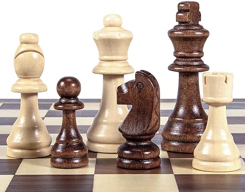 Miniatura 2 de AMEROUS Solo piezas de ajedrez de madera, trozos de ajedrez de madera de Staunton con rey de 3.5 pulgadas, peones de juego de ajedrez para juego de