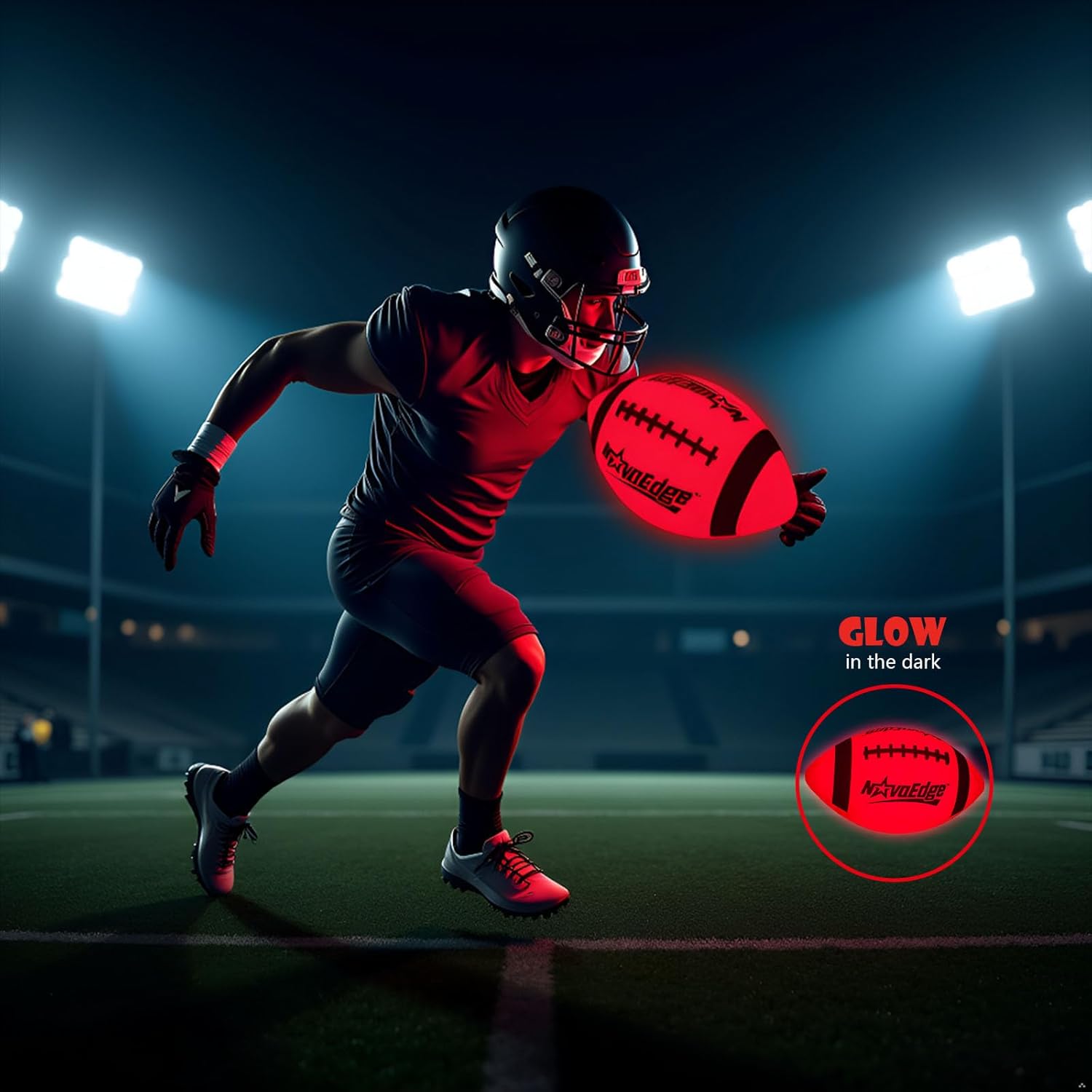 Glow in The Dark Football | LED Light Up Ball for Kids & Adults | Junior Size 6 | USB-C Rechargeable | Gift for Boys Girls Ages 6+ | Outdoor Night Games, Beach, Camping Fun