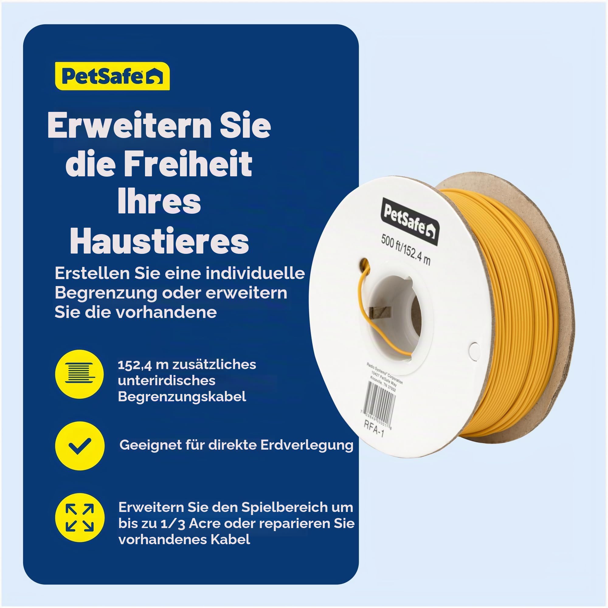 PetSafe Begrenzungsdraht, 152,4 m Spule mit solidem Kern 20-Gauge Kupferdraht, In-Ground Pet Zaundraht, Farben können variieren
