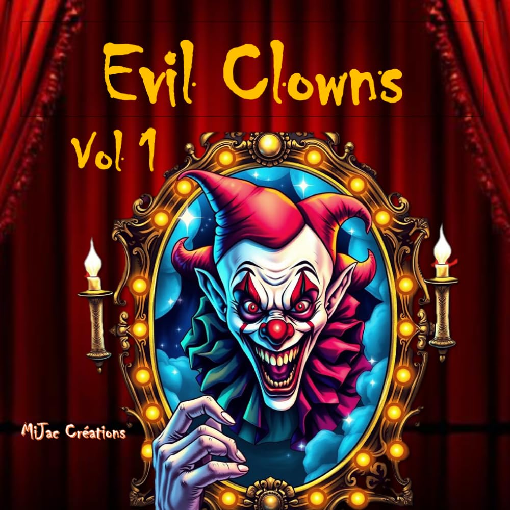 Evil Clowns = Volume 1: Dark carnival, creepy clowns and terrifying fantasy creatures to color - grayscale
